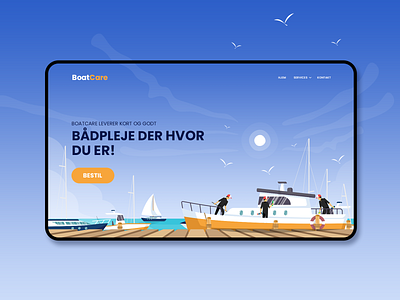 BoatCare Landing Page artwork boat cleaning cleaning service illustration landscape web design webdesign website