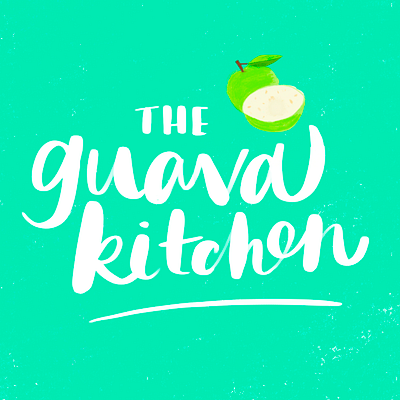 The Guava Kitchen (Teal) brand brush lettering calligraphy calligraphy and lettering artist design guava hand lettering illustration lettering logo procreate restaurant the guava kitchen tropical tropical fruit type typography