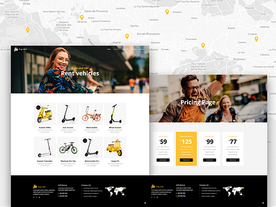 Scooter Rental Inner Pages booking catalogs city design fun innerpages locations maps oniline pricing page public rental scooter transport travel vibrant viechles website