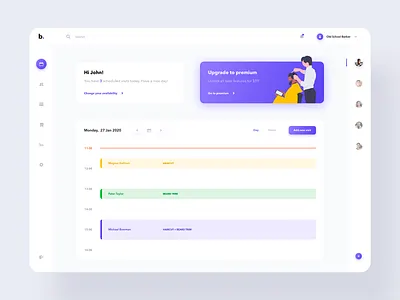 Barber Shop Dashboard app booking booking app calendar calendar ui clean dashboard dashboard ui design management overview product design ui ux web