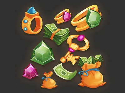 treasure items digital painting game art game artist game dev game icons icon item