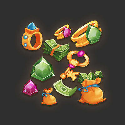 treasure items digital painting game art game artist game dev game icons icon item