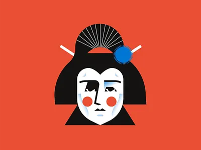 Geisha character character design face flat geisha icon illustration japan japanese tokyo vector
