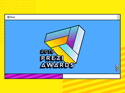 2019 Prezi Awards Landing Page animation award banana halftone illustration logo pop art prezi ui web design yellow