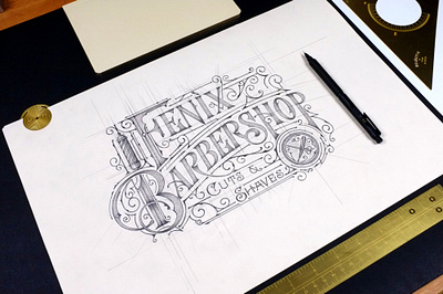 Fenix Barbershop | Knoxville, TN barbershop logo biernat branding handlettering lettering logos pencil sketch typography