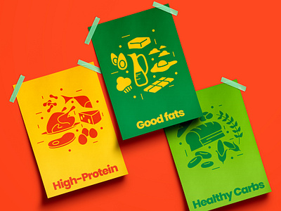 FitFeast | Health Focused Food Chain | Posters art brand brand identity branding branding design design food graphic design icon iconography illustration illustrator poster print