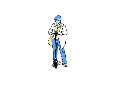 City transportation art print city city illustration city transport daily life graphic art graphic artist illustraion korkonet man man illustration people prints routine scooter sketch tel aviv urban