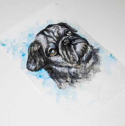 watercolor portrait of a dog branding dog drawing hand painted handmade paint painting style