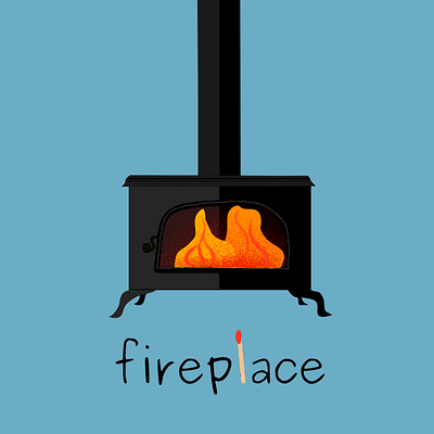 Fav' place at home blue clean design fireplace graphic design illustration krita warm winter