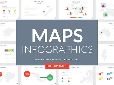 Maps Infographics Slides arrow branding clean color design flat illustration infographic keynote layout maps minimal presentation slide ui vector