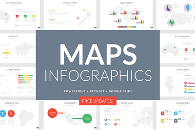 Maps Infographics Slides arrow branding clean color design flat illustration infographic keynote layout maps minimal presentation slide ui vector