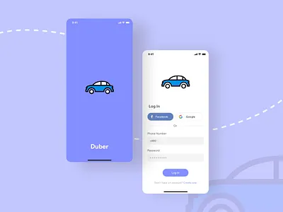 Duber - Ride Sharing Login app branding design flat illustration minimal ridesharing typography ui ux