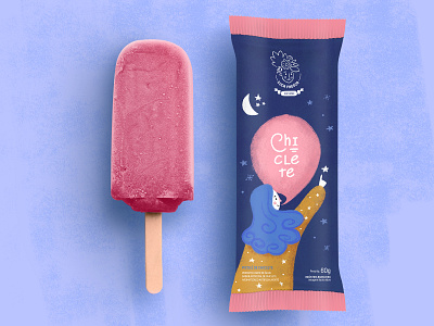 Ice cream package brand branding bubble bubblegum cartoon colorful design girl girl character girl illustration ice cream icecream illustration package package design packaging packaging design pink popsicle typography