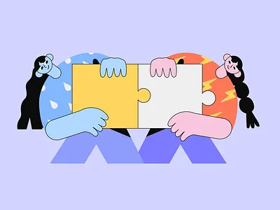 puzzle character design illustration vector