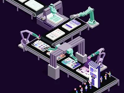 The Landing Factory color design illustration illustrator isometric isometric art isometric design isometry landing vector