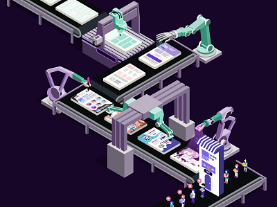 The Landing Factory color design illustration illustrator isometric isometric art isometric design isometry landing vector