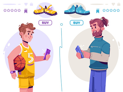 Buying shoes | Joom art cartoon character character design design flat illustration online shoes shopping vector