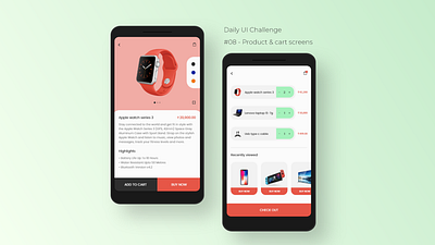 Daily UI Challenge - (08) Product and cart screens add to cart adobe xd aesthetic android app design buy now cart checkout clean ui daily ui challenge ecommerce app electronics store gadgets minimalistic product shopping app ui concept ui design user interface design ux design uxui