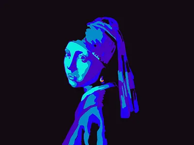 Girl with a Pearl Earring adobe fresco blue dark design illustration