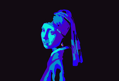 Girl with a Pearl Earring adobe fresco blue dark design illustration