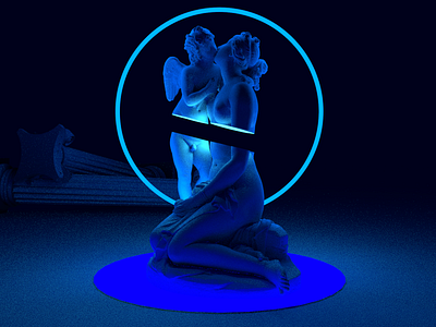 Noisy Love - Render #62 100days 3d aesthetic art blue everyday film grainny maxon michael rappaz neon night noisy outrun render renders statue vaporwave venus