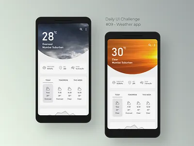Daily UI Challenge - (09) Weather app adobe xd aesthetic android app design clean ui daily ui 009 daily ui challenge forecast minimalistic nature prediction seasons ui concept user interface design ux design uxui weather app weather forecast weather icons