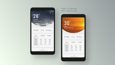 Daily UI Challenge - (09) Weather app adobe xd aesthetic android app design clean ui daily ui 009 daily ui challenge forecast minimalistic nature prediction seasons ui concept user interface design ux design uxui weather app weather forecast weather icons