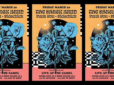 The Shack Band checkerboard flowers gig poster music poster psychedelic trippy