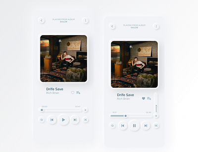 Player Neomorphism design mobile ui ux