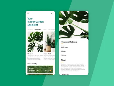 Indoor Garden Specialist App ui exploration uxui