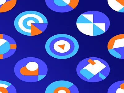 Symbols blue flatdesign icons orange ui