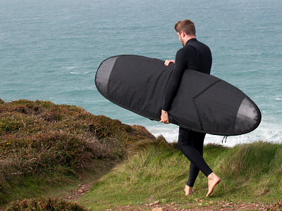 Dribbble Board Bag bag blackonblack board board bag design handmade recycled soft goods surf surfboard tailored tide wooden