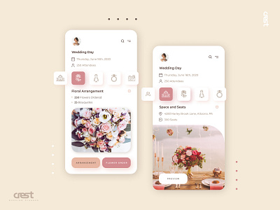 Wedding Planner - Crest app branding color dailyui design figma minimal pastel ui ux wedding