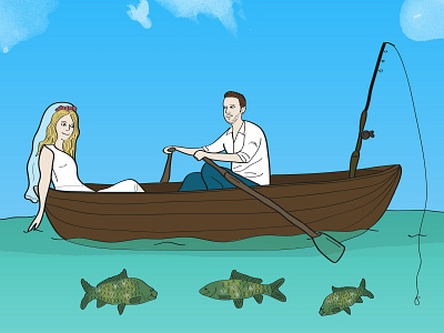 Wedding boat art cartoon design digital digital art digital illustration drawing illustration illustrator photoshop