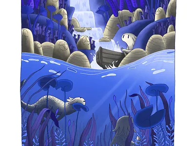 Underwater 2 with Bande de Sauvages bande de sauvages colors digital painting illustration ink monster water