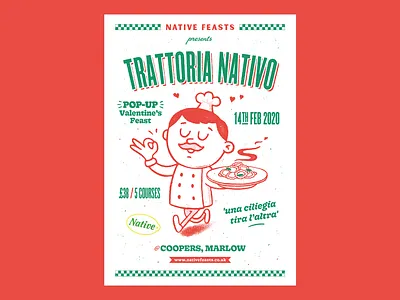 FOOD EVENT POSTER illustration italian food retro texture