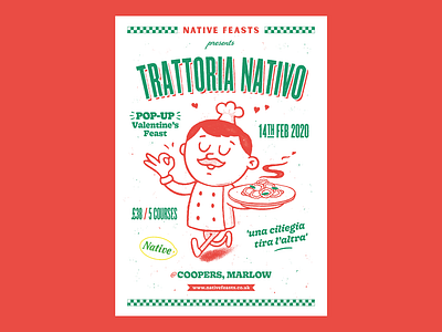 FOOD EVENT POSTER illustration italian food retro texture