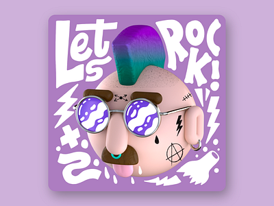 ROCK ON 3d android arnold art c4d cgi design illustration ios punk sticker telegram typography