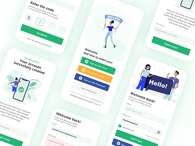 Eco friendly app clean confirmation eco friendly green hybrid app illustration ios app light registration registration form sign in signup trends trends 2020 ui ux welcome