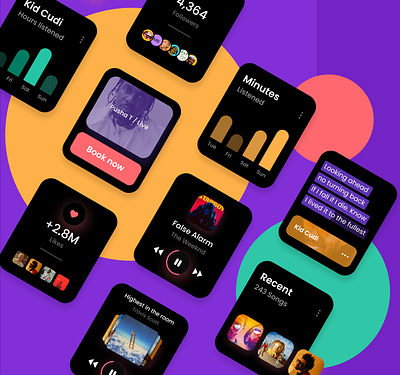 Apple Watch UI - Music App app clean color design minimal ui ux ux design watch