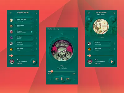 Online music player screens android app dailyui interface mobile music neon neumorphic player playlist progress bar record skeumorphic ui ux