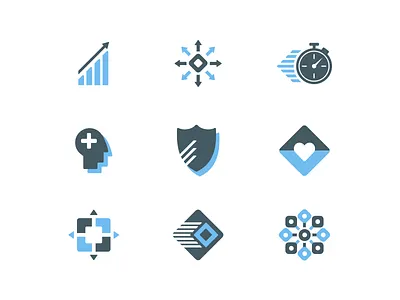 Boxout brand icons blue branding design healthcare icons illustration ui wellness