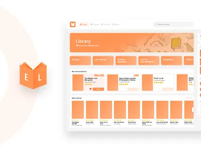 E-library library logo photoshop ui ux web interface
