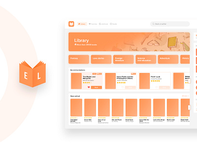 E-library library logo photoshop ui ux web interface