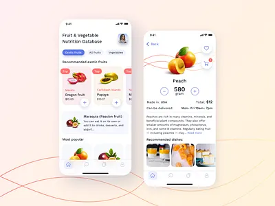 Nutrition application color design design app food food app fruits ios app nutrition popular style ui uiux vegetables