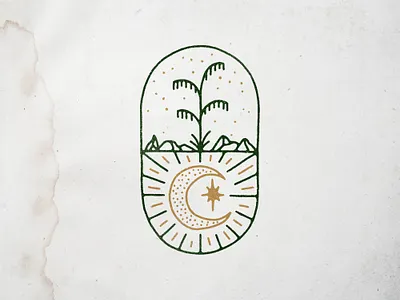 Palm & Moon bold branding hand drawn illustration minimal mountains neotraditional retro star vintage