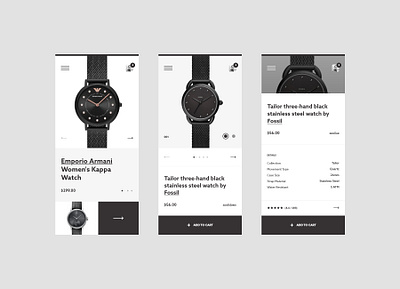 #78-2 Shots for Practice android branding concept design ecommerce elegant flat homepage ios luxury minimalism mobile modern phone store time ui ux watch website