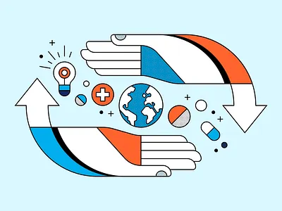 How innovative collaboration is key to tackling diseases. guardian illustration