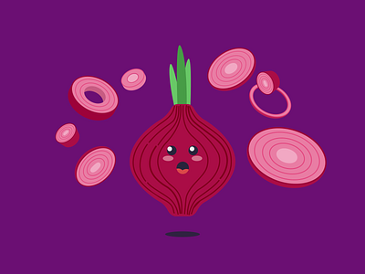 OMG onion bounce cute illustration onions slice sliced slices vector veg vegetabe veggie