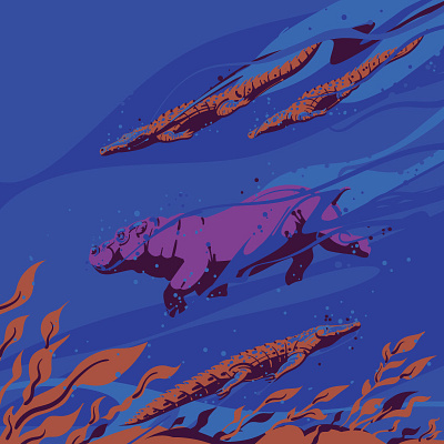 immersion adobeillustrator africa animal art animals art crocodile deep design digitalart digitalillustration drawing graphicdesign graphics hippo hippopotamus illustration illustrator nile vector vector art